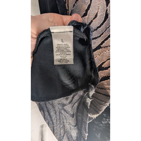 LOGO Women's Lavish Lori Goldstein Black Burnout Velvet Tunic Top L Whimsigoth - Picture 5 of 8